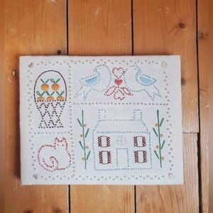 Vintage Handmade Embroidered Wall Art
